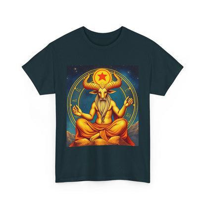 Unisex Heavy Cotton T-Shirt, Meditating Bull, Taurus Zodiac Design
