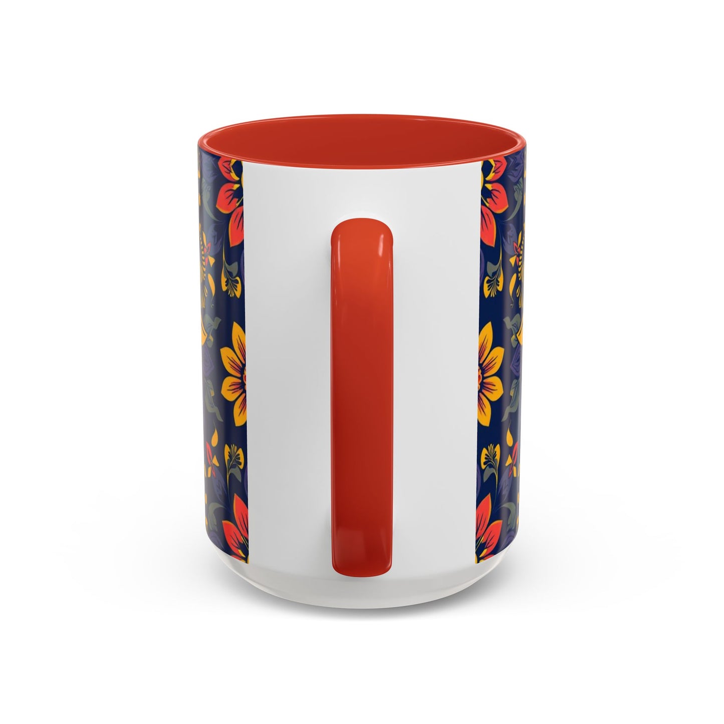 Accent Coffee Mug, Taurus, Zodiac v1. Flower Pattern, (11, 15oz)
