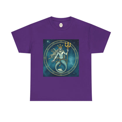 Unisex Heavy Cotton T-Shirt, Aquarius God 6v, Zodiac Design