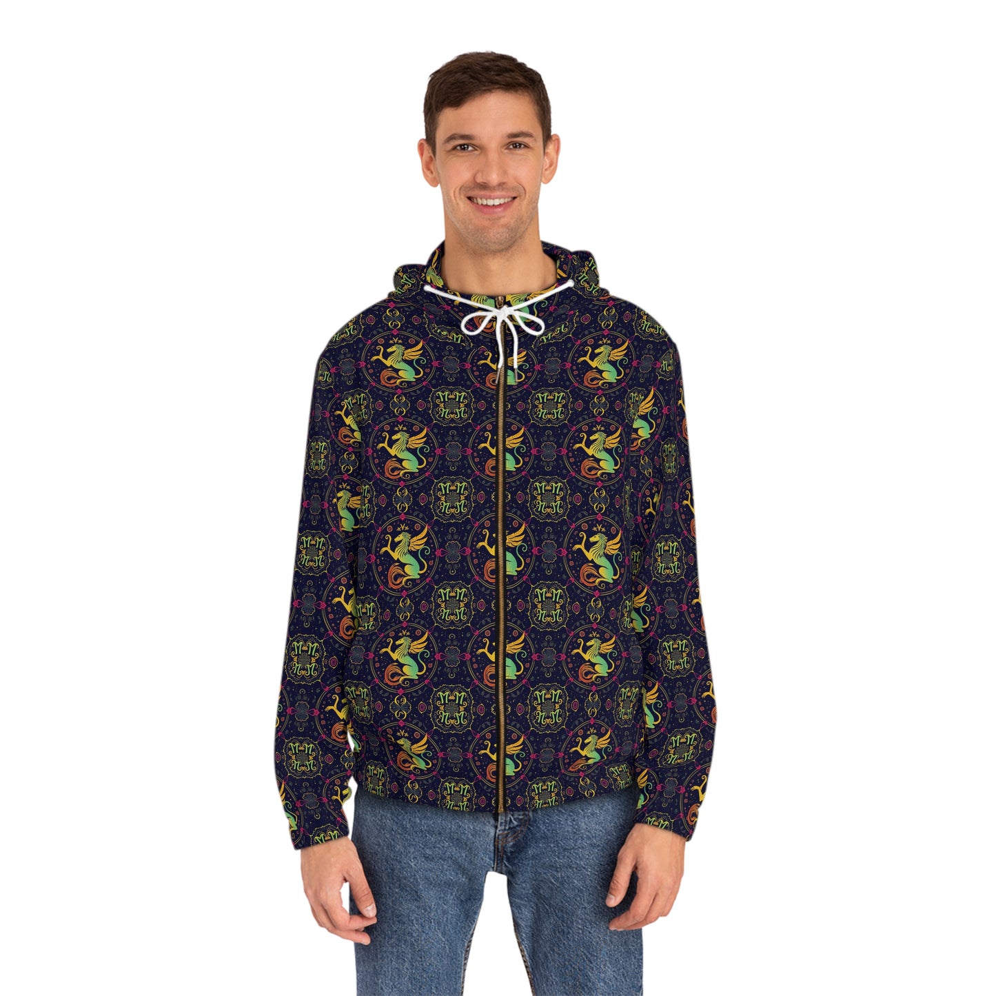 Full-Zip Hoodie (AOP), Virgo, Zodiac v4, Pattern