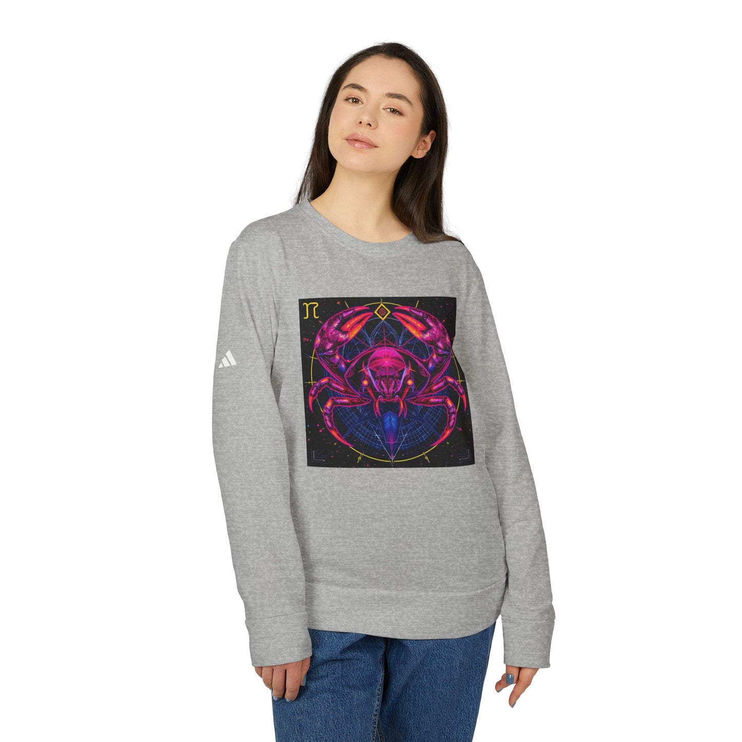 Adidas, Unisex Fleece Crewneck Sweatshirt, Cancer, Pop Art, Zodiac