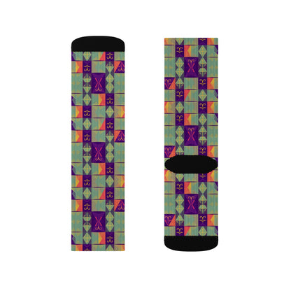 Sublimation Socks, Aquarius, Zodiac v2, Shapes Pattern