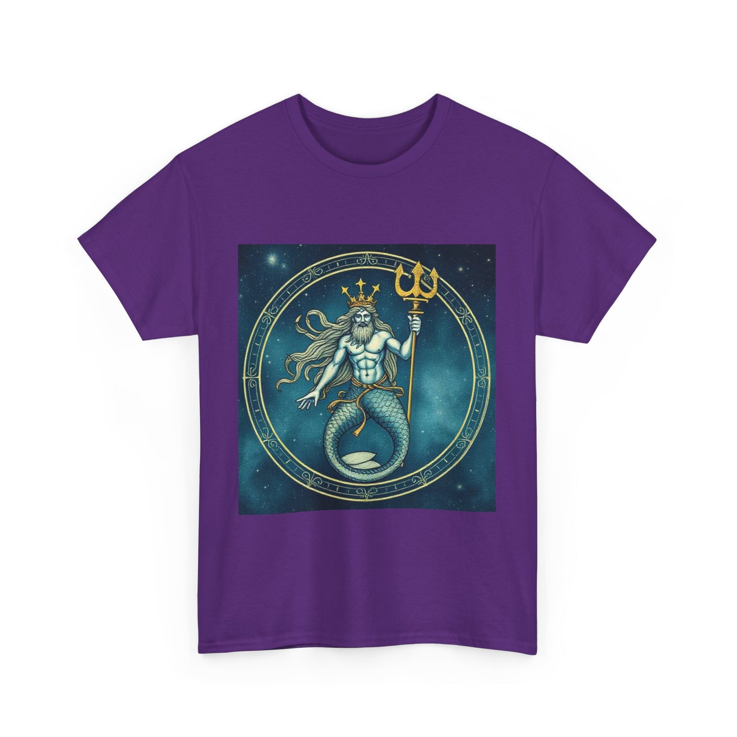 Unisex Heavy Cotton T-Shirt, Aquarius God 6v, Zodiac Design