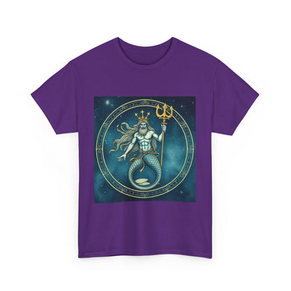 Unisex Heavy Cotton T-Shirt, Aquarius God 6v, Zodiac Design