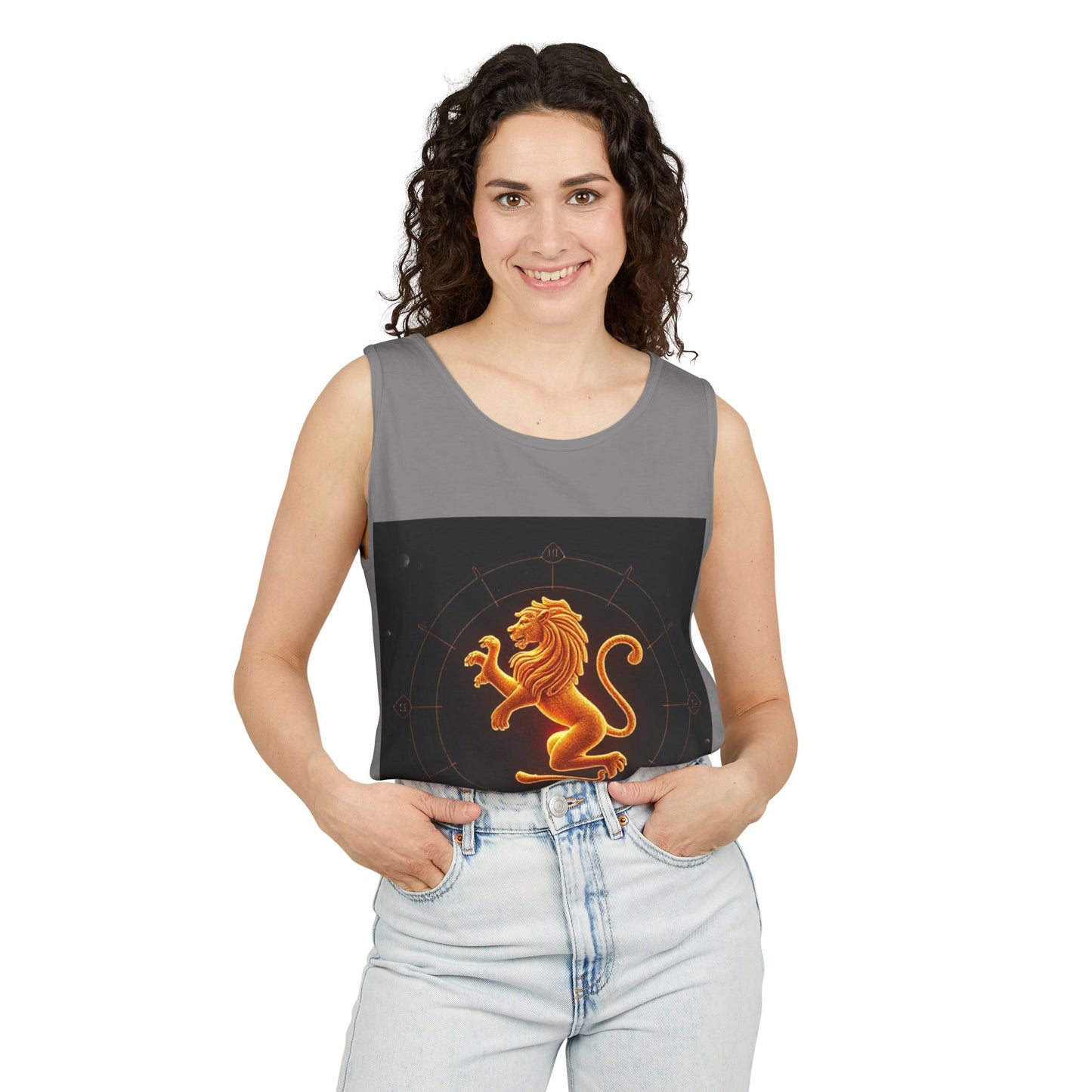 Unisex Garment-Dyed, Tank Top, Leo Design, Space Animal v1, 100% US cotton