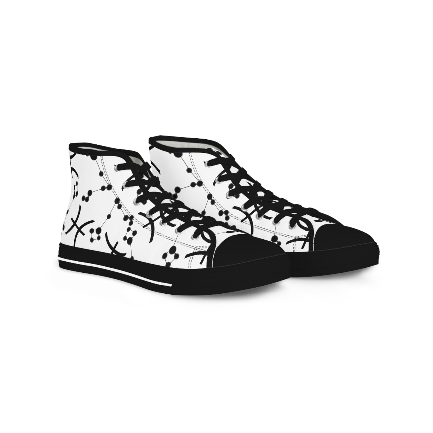 Men's High Top Sneakers, Breathable polyester canvas, Pisces Zodiac Design