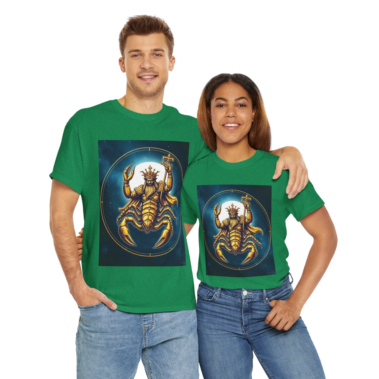 Unisex Heavy Cotton T-Shirt, Moon v1, Scorpio Zodiac Design