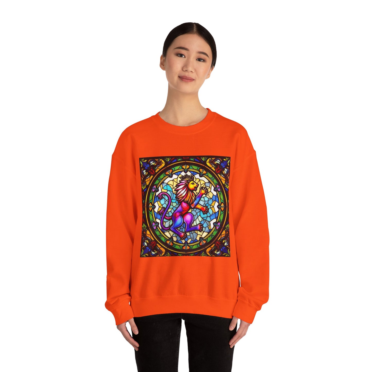 Unisex Heavy Blend™ Crewneck Sweatshirt, Glass, Leo Zodiac Design