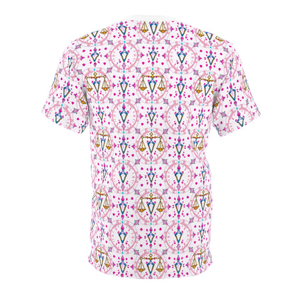 Unisex Cut & Sew T-Shirt, (AOP), Libra, Zodiac v4, Jewels Pattern