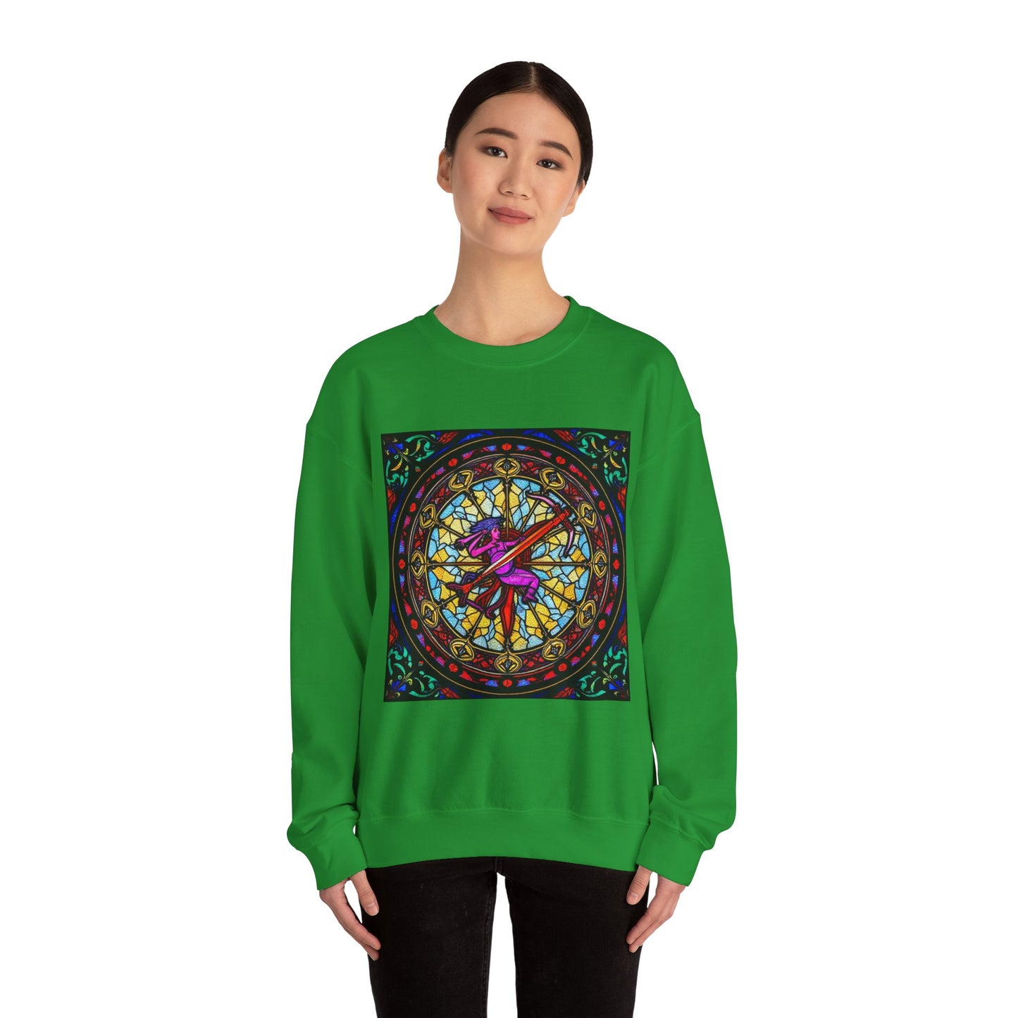 Unisex Heavy Blend™ Crewneck Sweatshirt, Glass 1, Sagittarius Zodiac Design