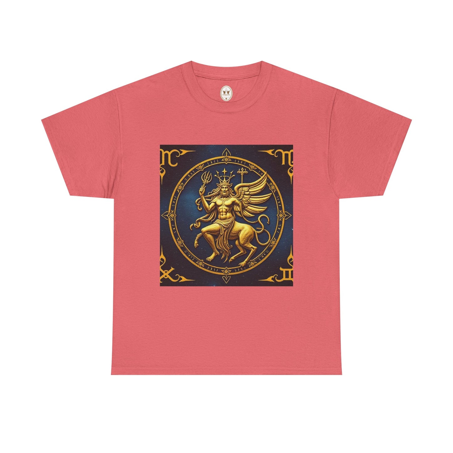 Unisex Heavy Cotton T-Shirt, Gold Angel, Symbol, Virgo Zodiac Design
