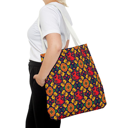 Tote Bag (AOP), Virgo, Zodiac, Flower Pattern