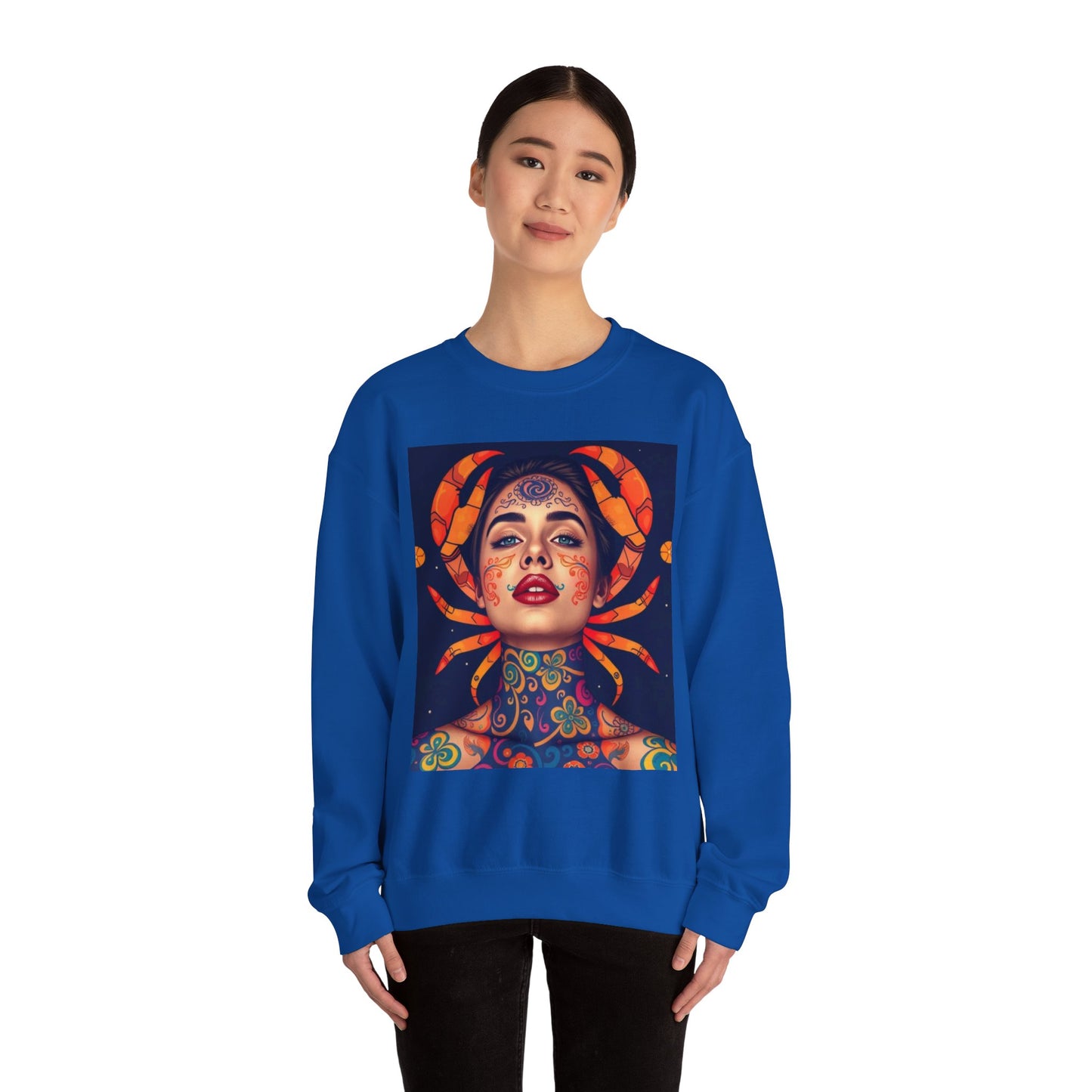 Unisex Heavy Blend™ Crewneck Sweatshirt, Cancer, Zodiac v1, Sexy Pattern