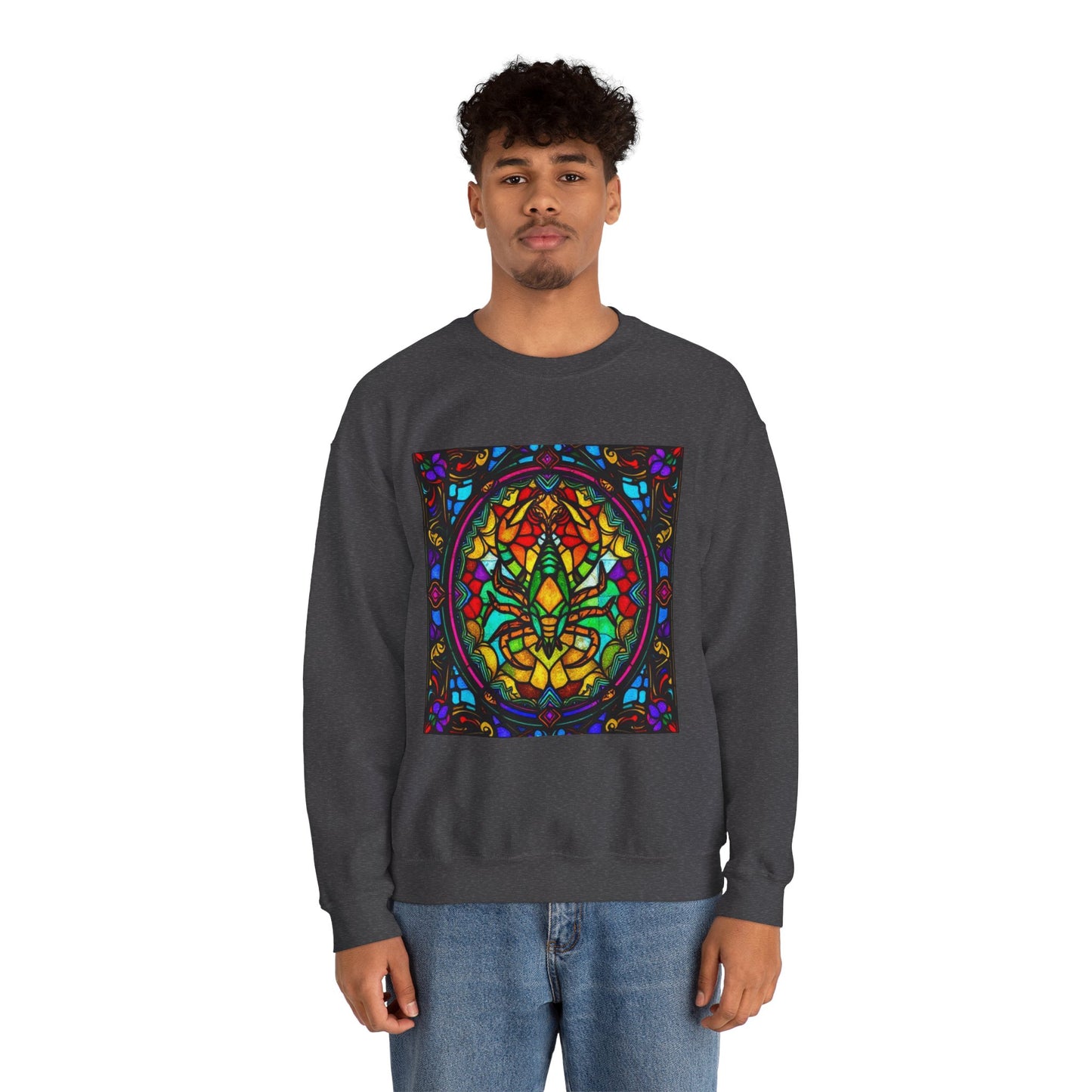 Unisex Heavy Blend™ Crewneck Sweatshirt, Glass 1, Scorpio Zodiac Design