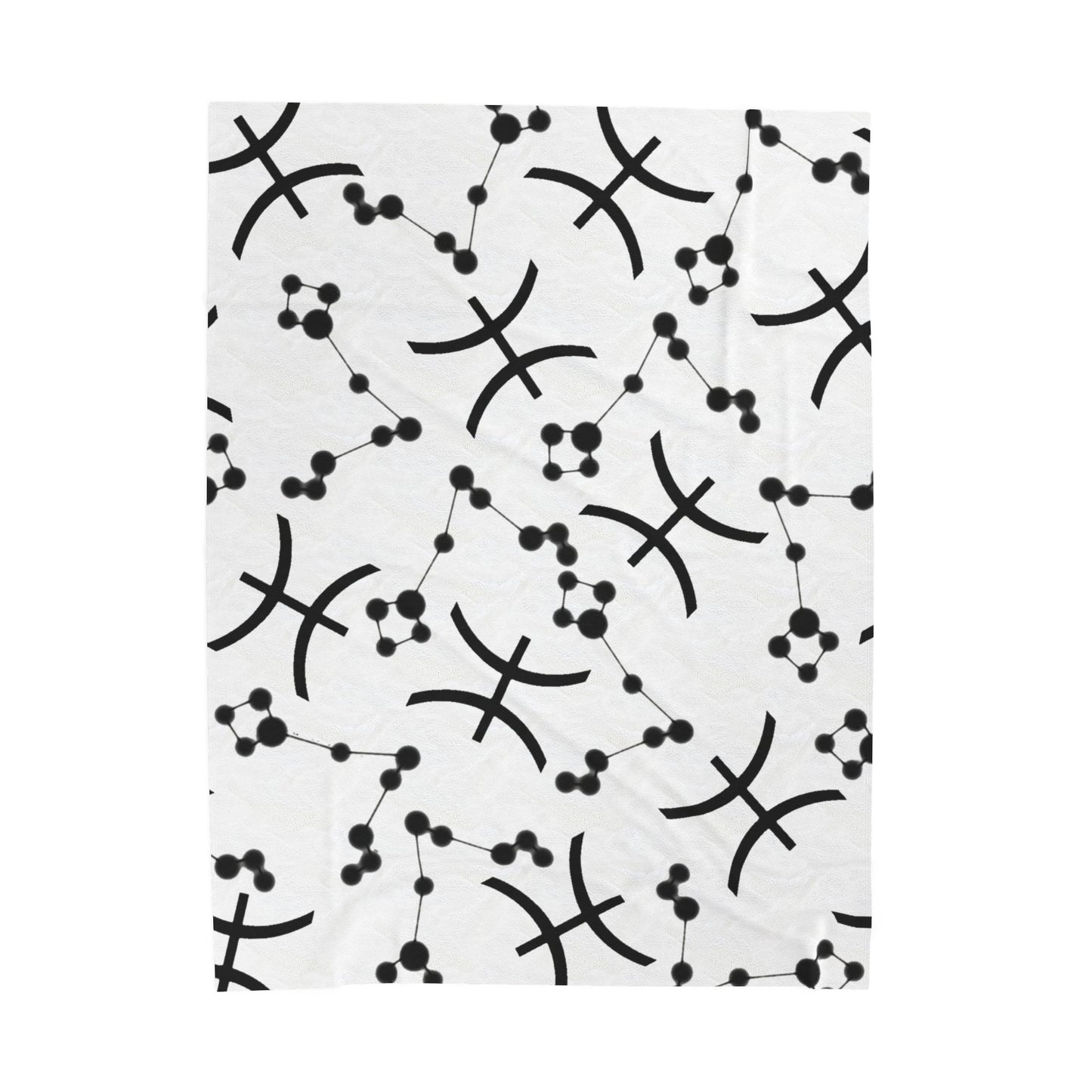 Velveteen Plush Blanket, Pisces Zodiac Sign, Constellation & Symbol, White, 100% polyester