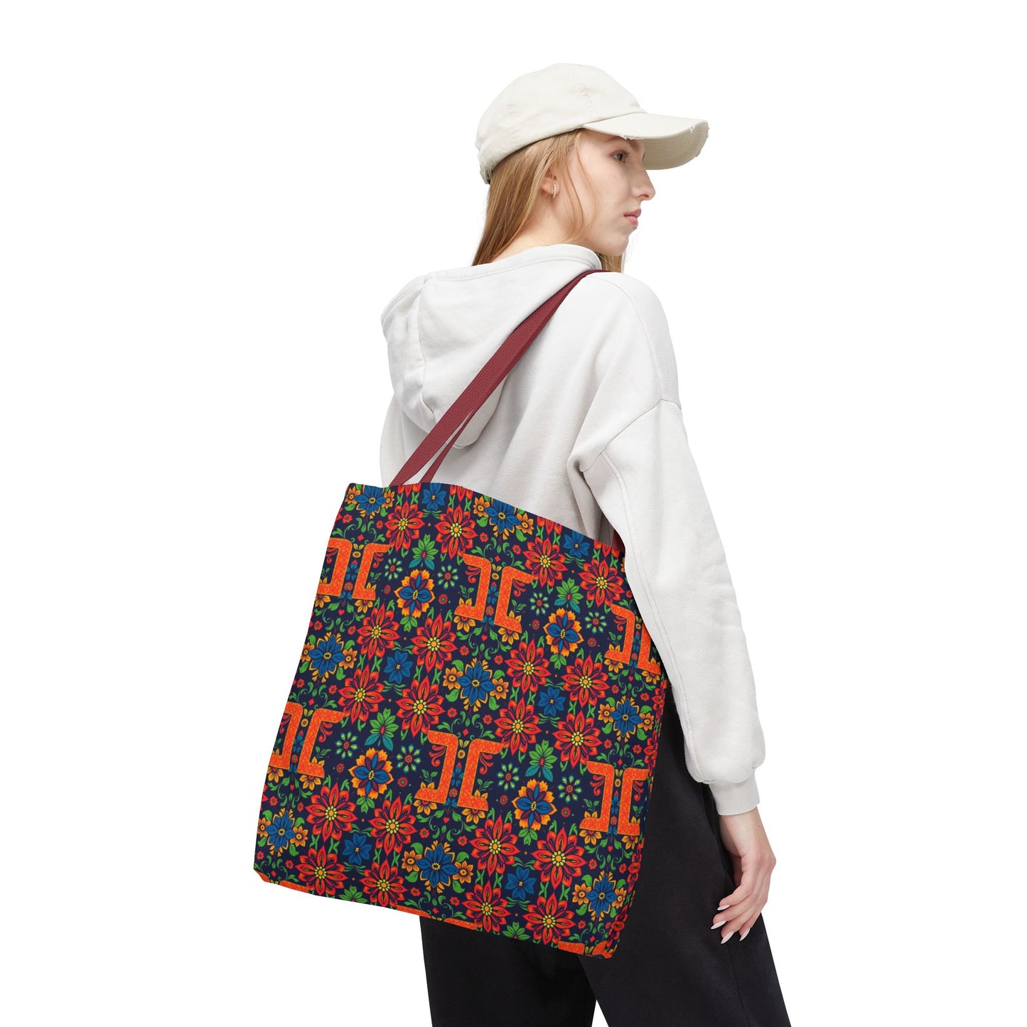 Tote Bag, (AOP), Gemini, Zodiac v1, Flower Pattern
