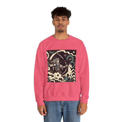 Unisex Heavy Blend™ Crewneck Sweatshirt, Man With Arrow Sagittarius Zodiac Design