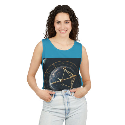 Unisex Garment-Dyed, Tank Top, Sagittarius Design, Planet Symbol, 100% US cotton