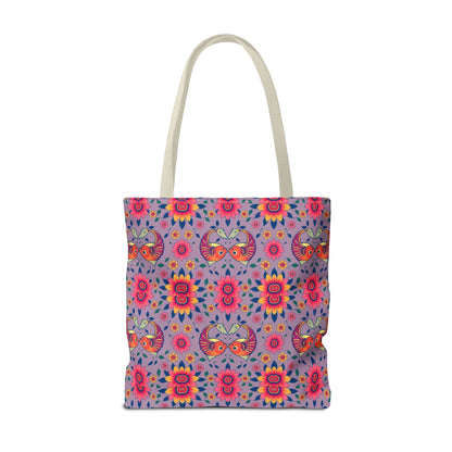 Tote Bag (AOP), Pisces, Zodiac v2, Flower Pattern