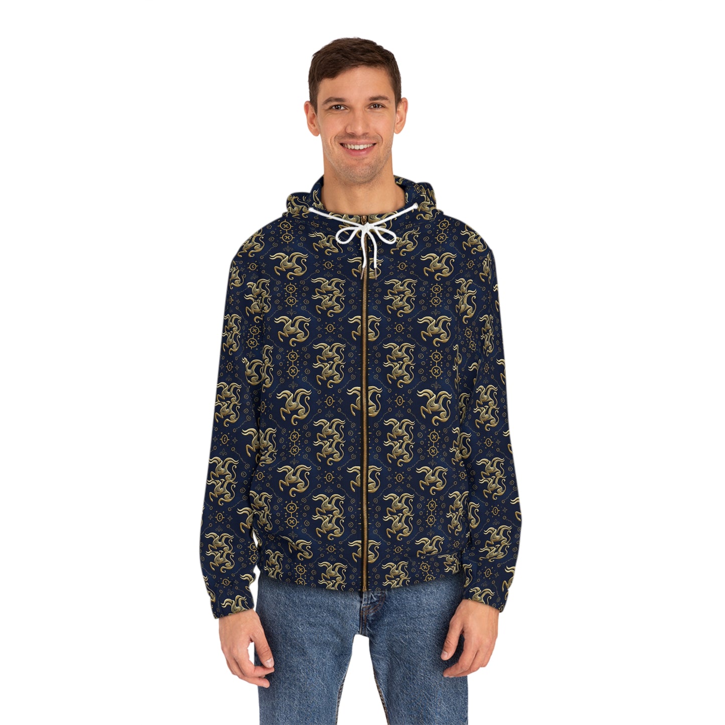Full-Zip Hoodie (AOP), Aquarius, Zodiac v3, Pattern
