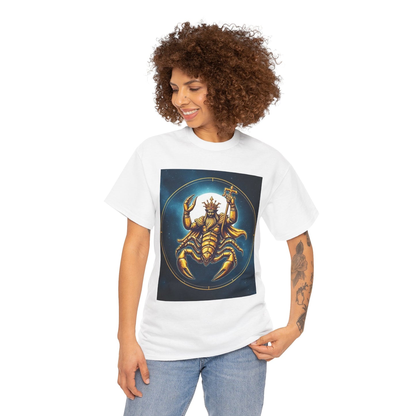 Unisex Heavy Cotton T-Shirt, Moon, Scorpio Zodiac Design