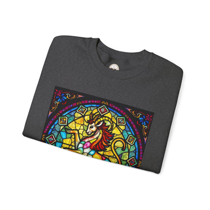 Unisex Heavy Blend™ Crewneck Sweatshirt, Glass, Capricorn Zodiac Design