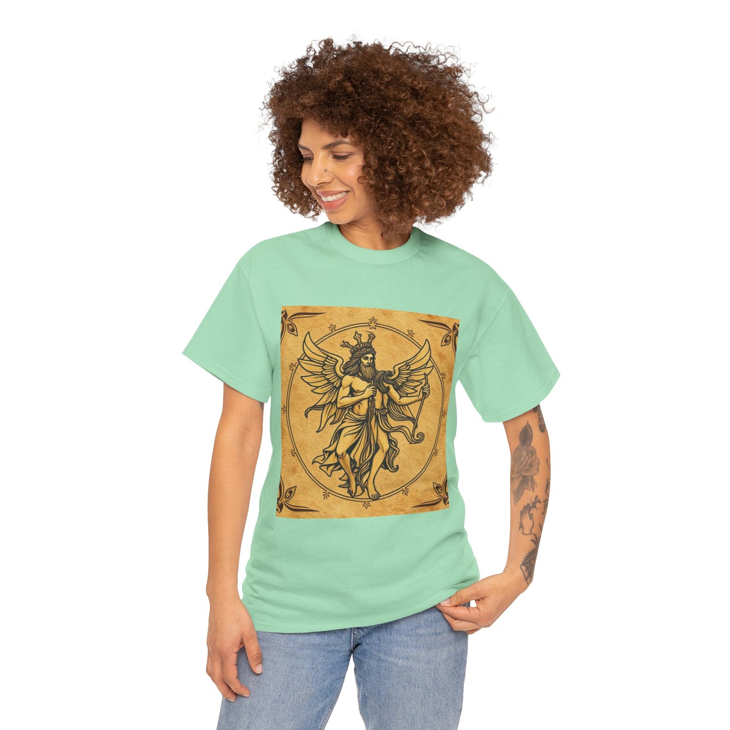 Unisex Heavy Cotton T-Shirt, Pencil Art, Gemini Zodiac Design