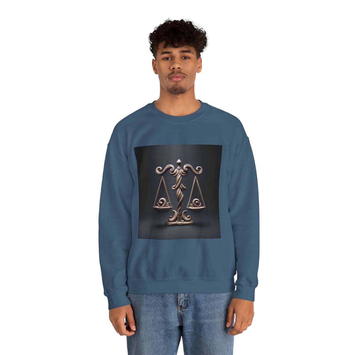 Unisex Heavy Blend™ Crewneck Sweatshirt, Brown Scale, Libra Zodiac Design
