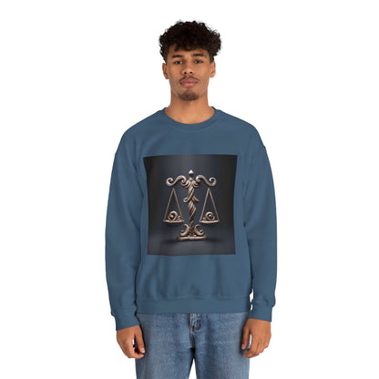 Unisex Heavy Blend™ Crewneck Sweatshirt, Brown Scale, Libra Zodiac Design