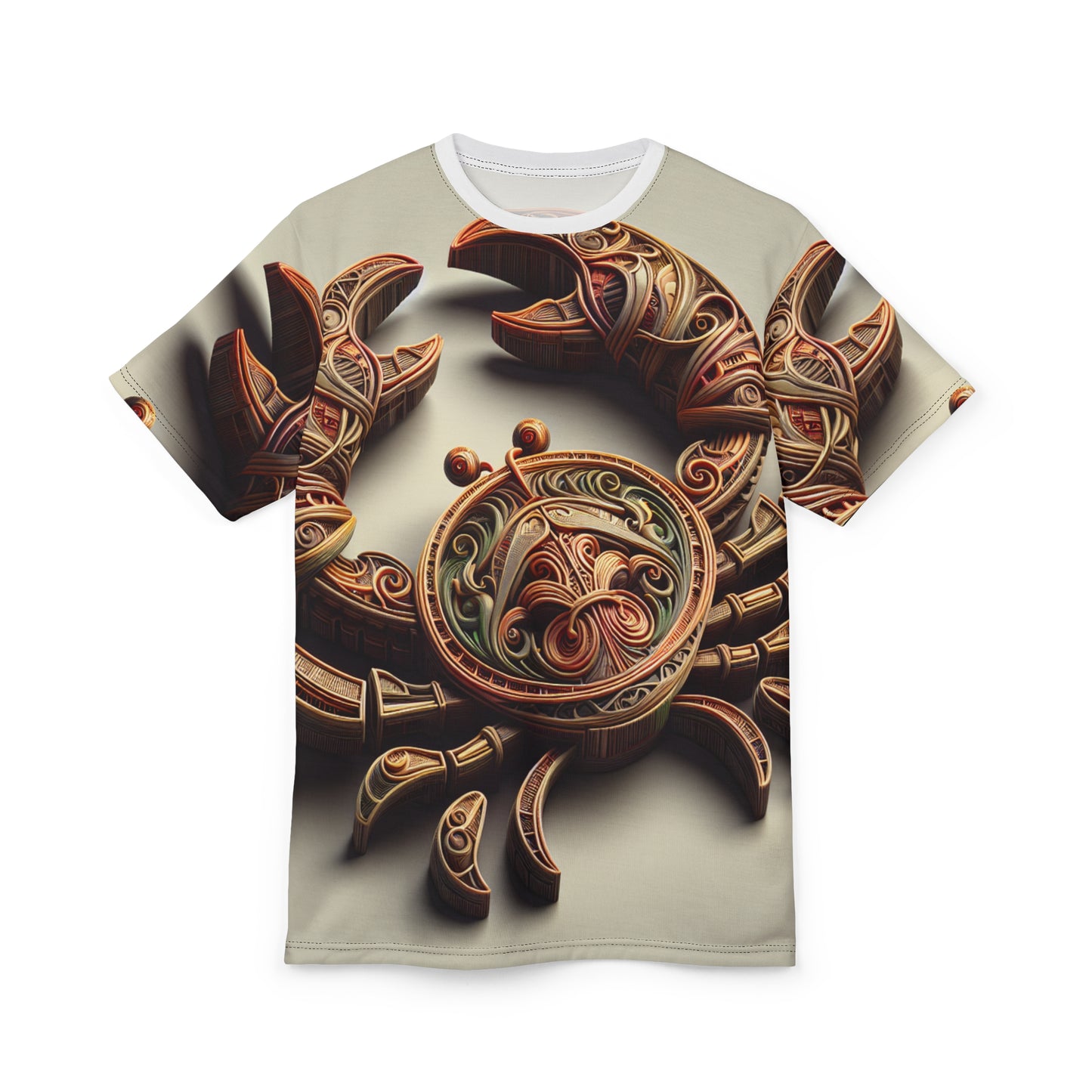 Unisex Cut & Sew T-Shirt (AOP), Artifact Crab, Cancer Zodiac Design, Regular fit, 100% Polyester