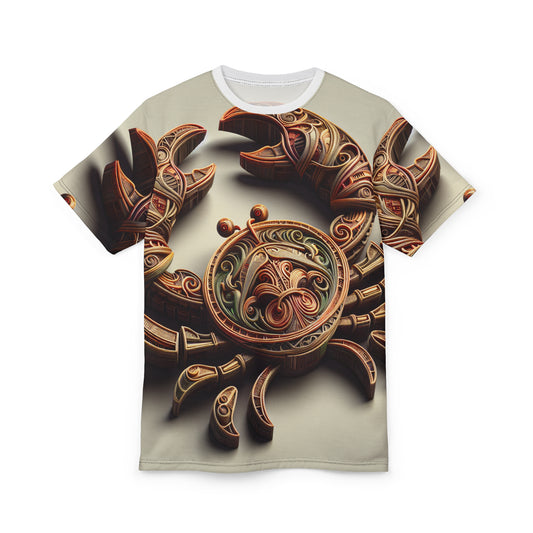 Unisex Cut & Sew T-Shirt (AOP), Artifact Crab, Cancer Zodiac Design, Regular fit, 100% Polyester