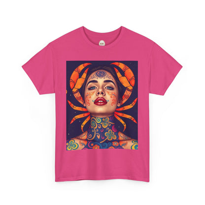 Unisex Heavy Cotton T-Shirt, Cancer, Zodiac v2, Sexy Art