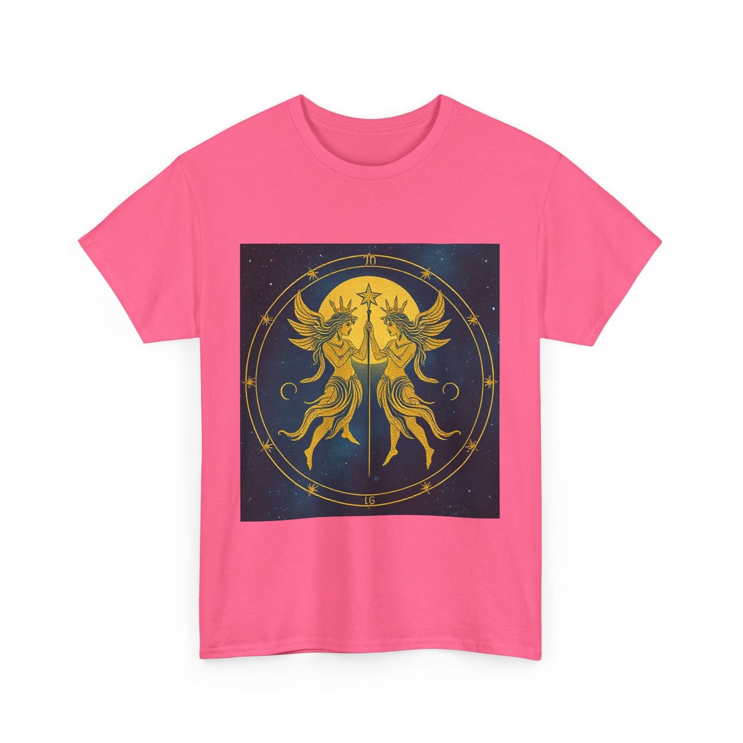 Unisex Heavy Cotton T-Shirt, Space Twins v3, Gemini Zodiac Design