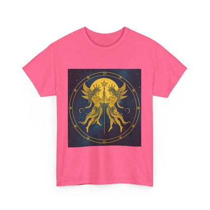 Unisex Heavy Cotton T-Shirt, Space Twins v3, Gemini Zodiac Design