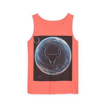 Unisex Garment-Dyed, Tank Top, Taurus Design, Planet Animal v1, 100% US cotton