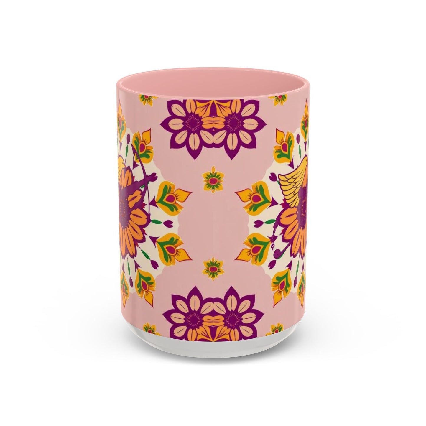 Accent Coffee Mug, Sagittarius, Zodiac v4. Flower Pattern, (11, 15oz)