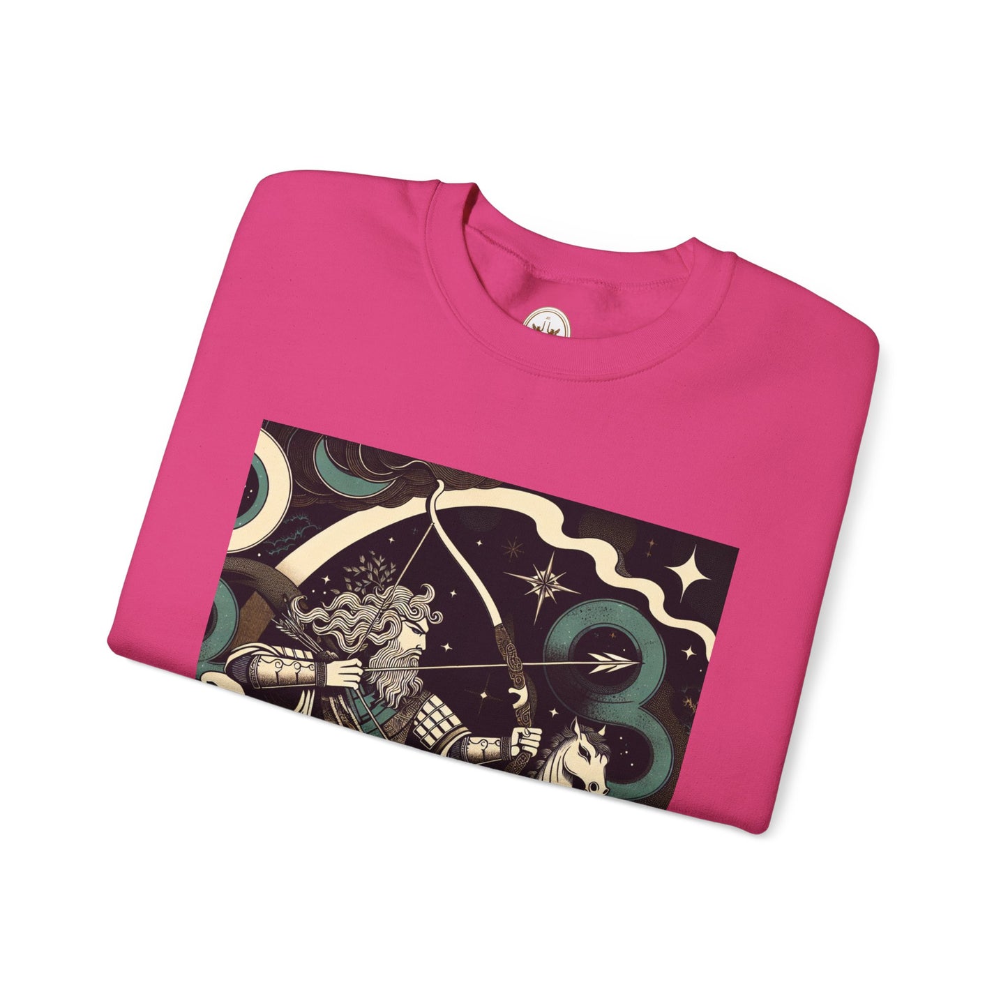 Unisex Heavy Blend™ Crewneck Sweatshirt, Man With Arrow Sagittarius Zodiac Design
