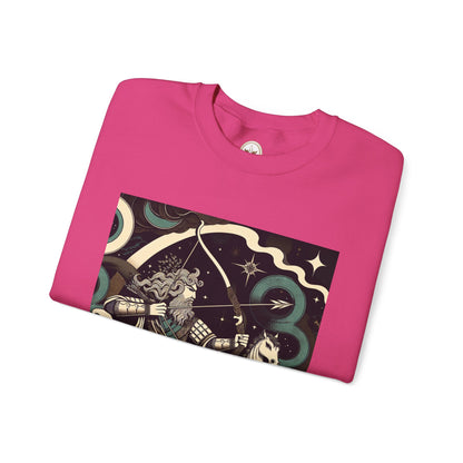 Unisex Heavy Blend™ Crewneck Sweatshirt, Man With Arrow Sagittarius Zodiac Design