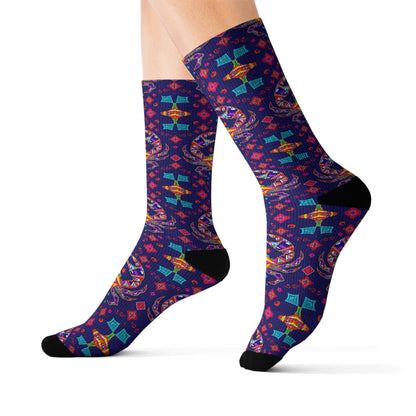 Sublimation Socks, Cancer, Zodiac  v2, Jewel Pattern