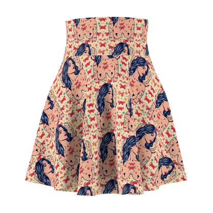 Women's Skater Skirt, (AOP), Cancer, Zodiac v1, Sexy Pattern