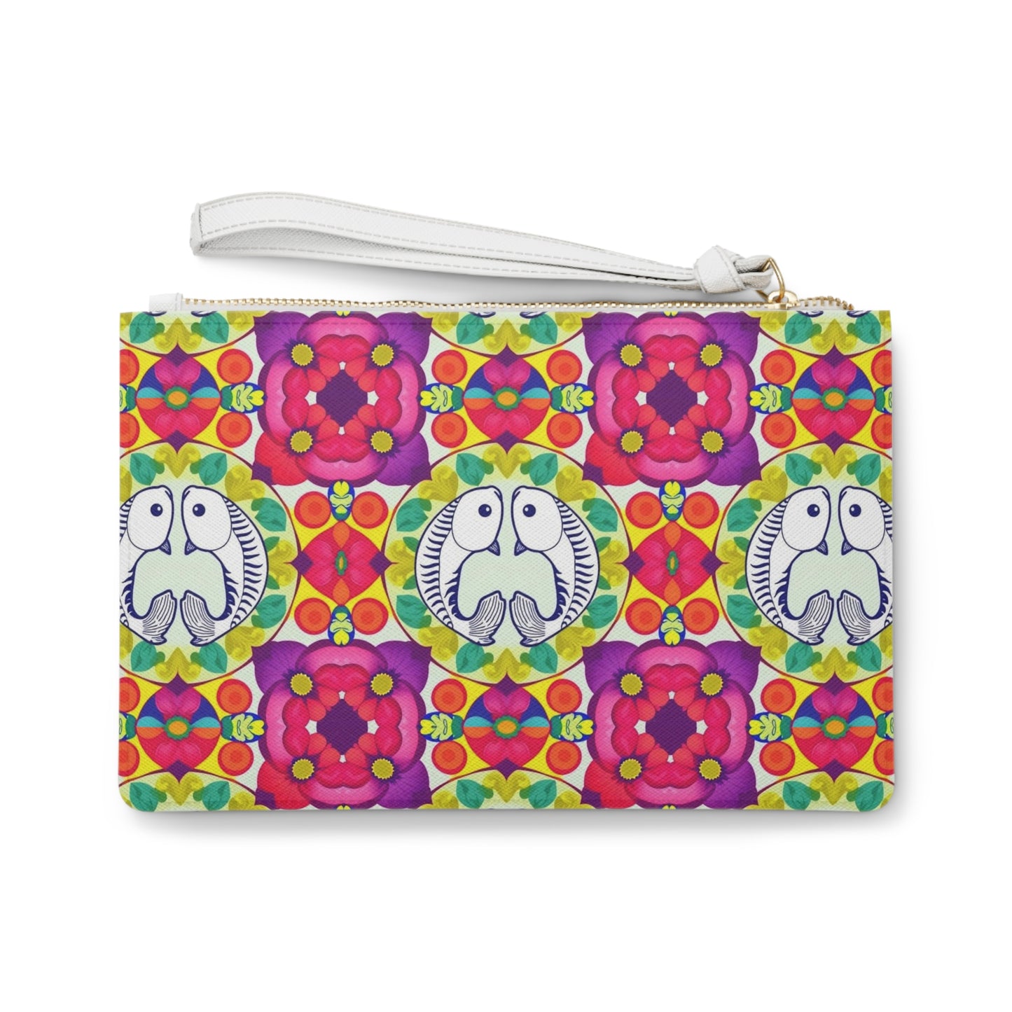 Clutch Bag, Pisces, Zodiac v3, Flower Pattern