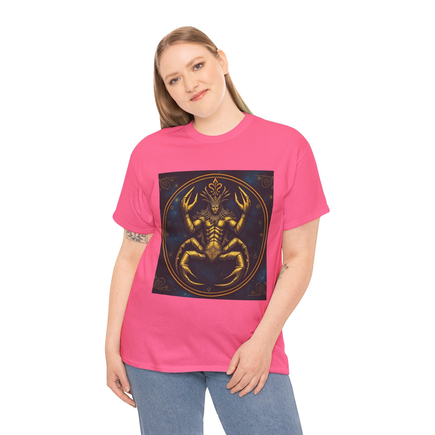 Unisex Heavy Cotton T-Shirt, Scorpion King, Cancer Zodiac Design
