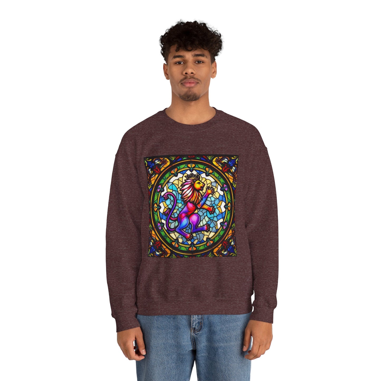 Unisex Heavy Blend™ Crewneck Sweatshirt, Glass, Leo Zodiac Design
