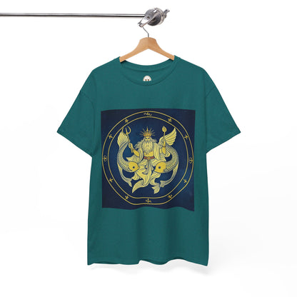 Unisex Heavy Cotton T-Shirt, King of Pisces, Zodiac Design