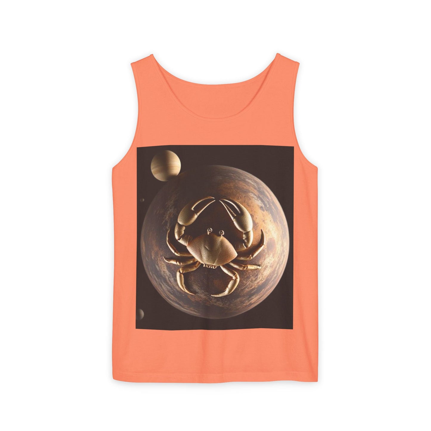 Unisex Garment-Dyed, Tank Top, Cancer Design, Planet Crab v1, 100% US cotton