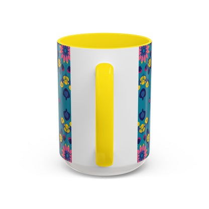 Accent Coffee Mug, Libra, Zodiac v2, Flower Pattern, (11, 15oz)