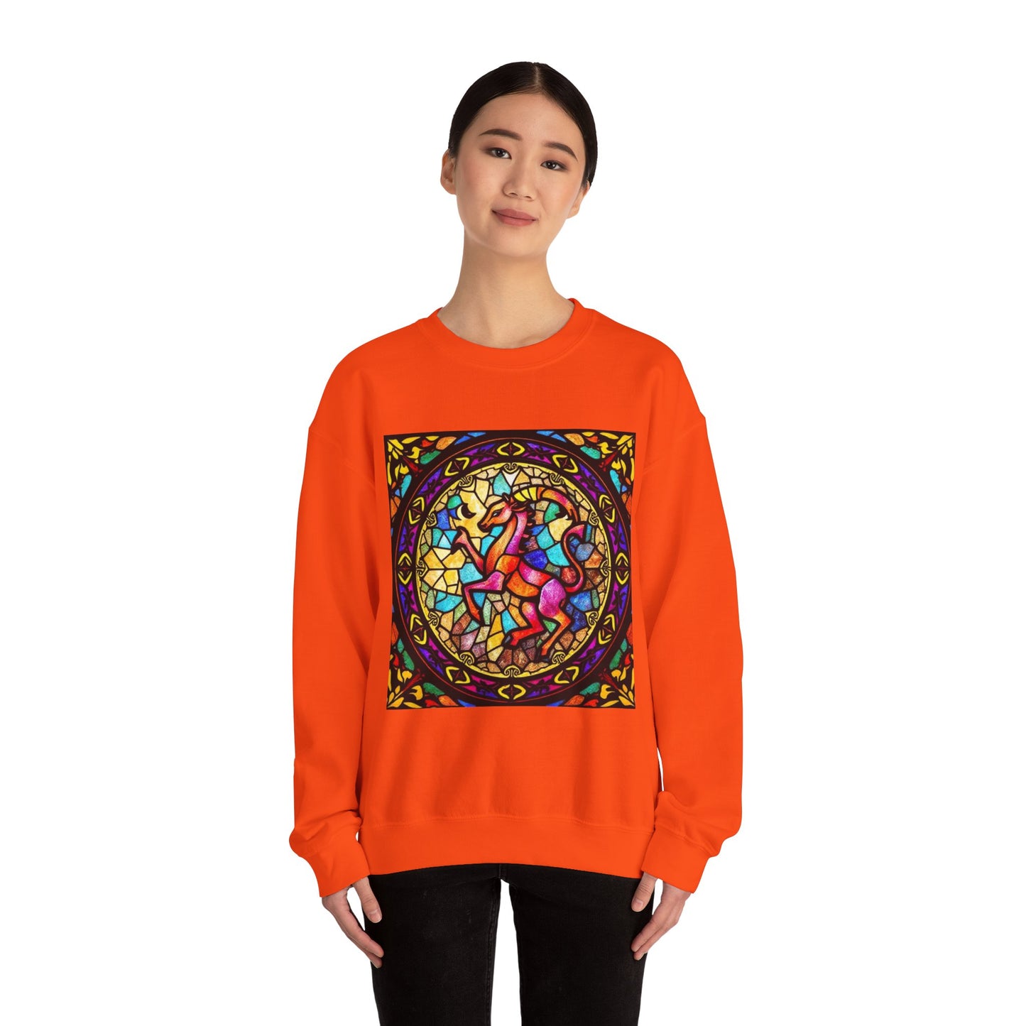 Unisex Heavy Blend™ Crewneck Sweatshirt, Glass, Aries Zodiac Design