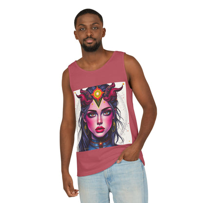 Unisex Garment-Dyed, Tank Top, Virgo Design, Pop Art, 100% US cotton