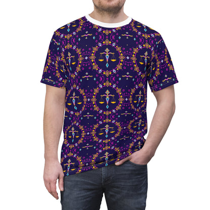 Unisex Cut & Sew T-Shirt, (AOP), Libra, Zodiac, Jewels Pattern
