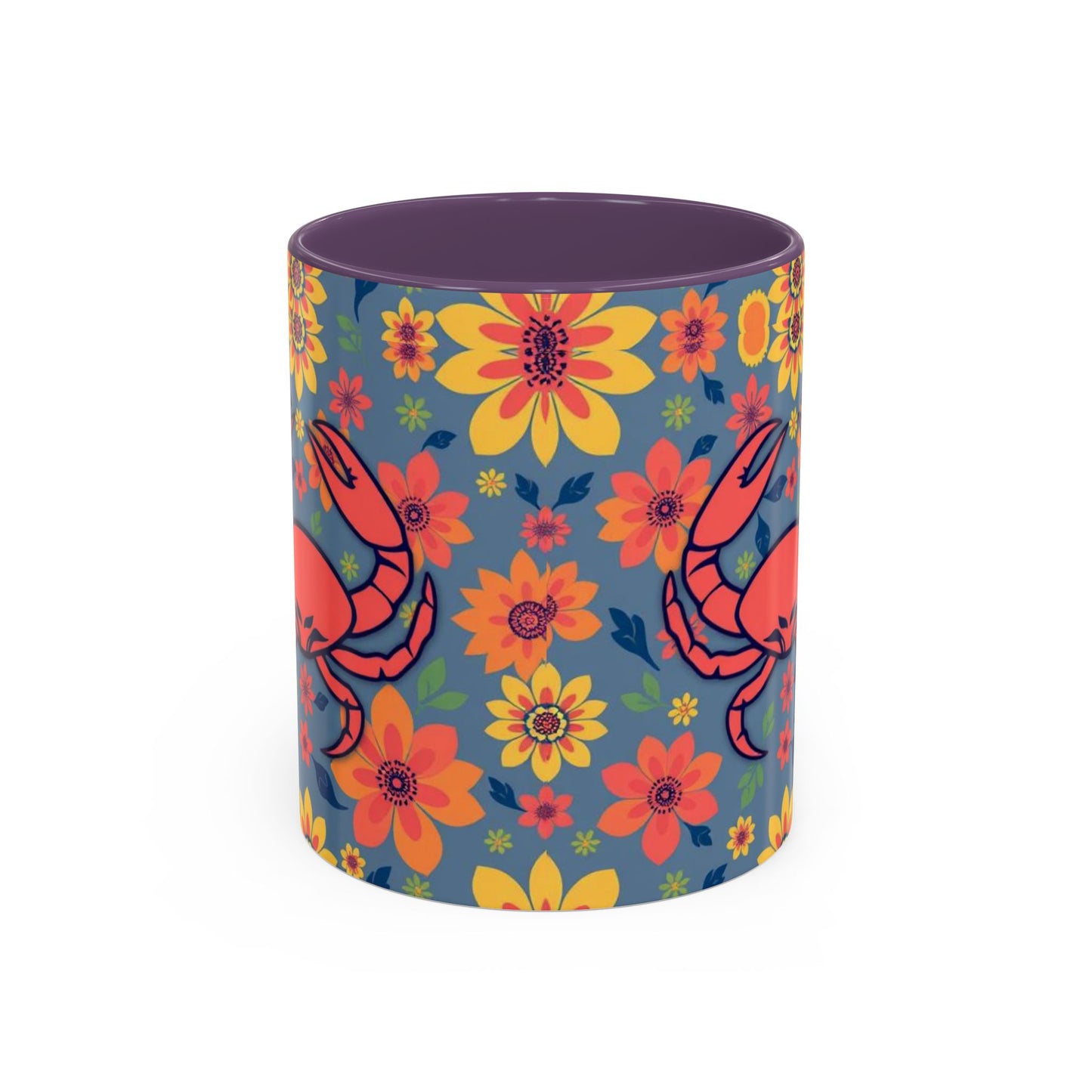 Accent Coffee Mug, Cancer, Zodiac v1, Flower Pattern, (11, 15oz)
